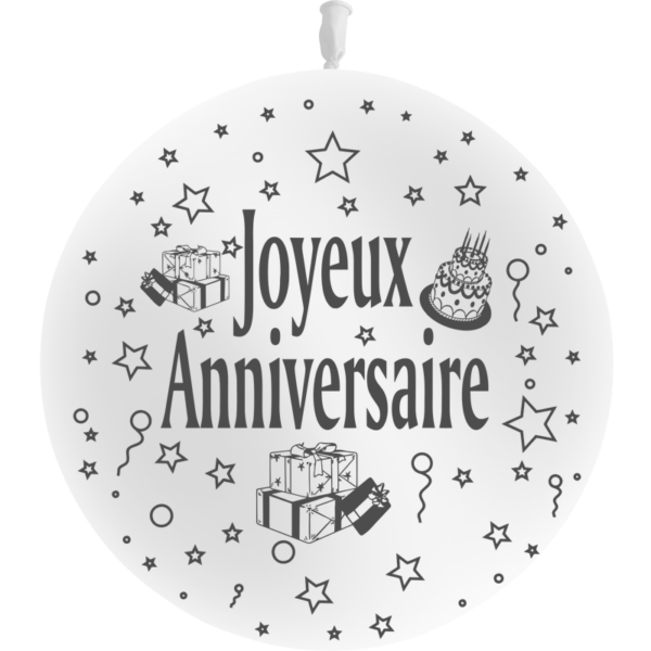 1 Ballon Latex 3' Joyeux Anniversaire Violet - PMS - Abc PMS
